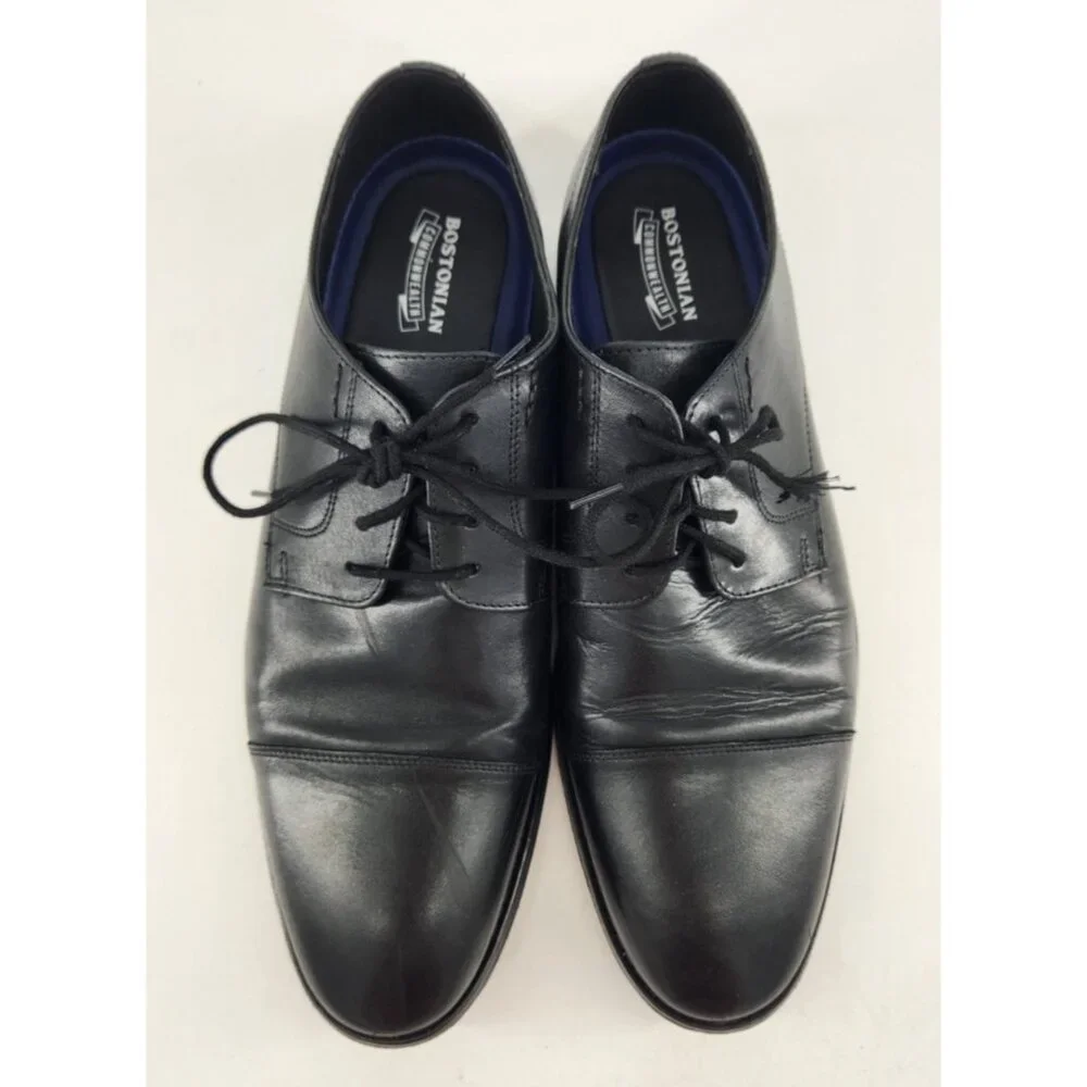 Bostonian Nantucket Dress Shoes Men's‎ 10 W Wide Cap Toe Black Leather Oxford